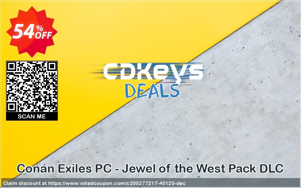 Conan Exiles PC - Jewel of the West Pack DLC Coupon, discount Conan Exiles PC - Jewel of the West Pack DLC Deal 2024 CDkeys. Promotion: Conan Exiles PC - Jewel of the West Pack DLC Exclusive Sale offer 