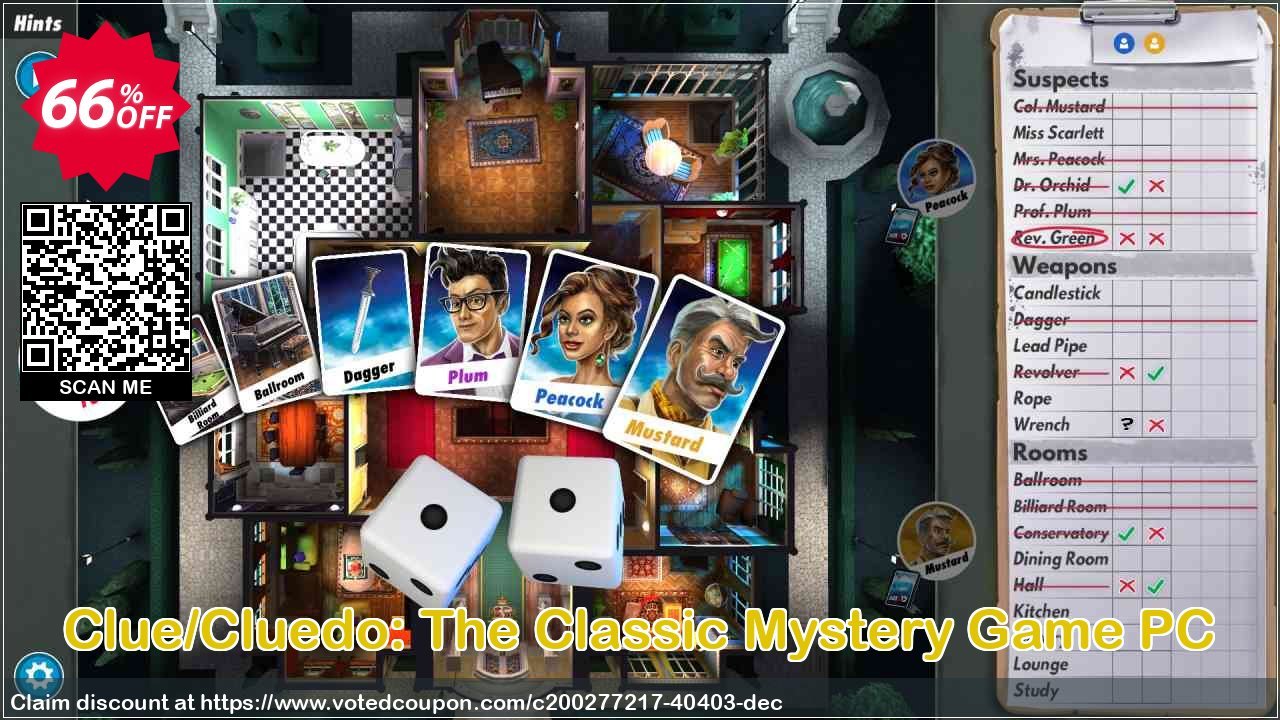 Clue/Cluedo: The Classic Mystery Game PC Coupon, discount Clue/Cluedo: The Classic Mystery Game PC Deal 2024 CDkeys. Promotion: Clue/Cluedo: The Classic Mystery Game PC Exclusive Sale offer 