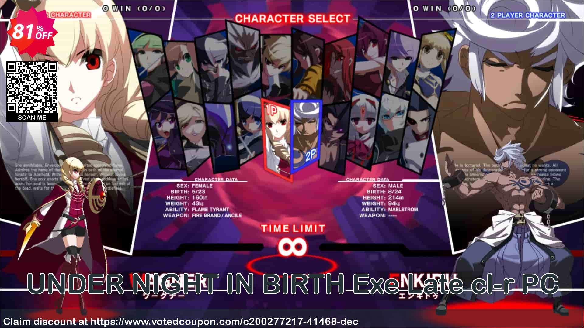 UNDER NIGHT IN BIRTH Exe Late cl-r PC Coupon, discount UNDER NIGHT IN BIRTH Exe Late cl-r PC Deal 2024 CDkeys. Promotion: UNDER NIGHT IN BIRTH Exe Late cl-r PC Exclusive Sale offer 