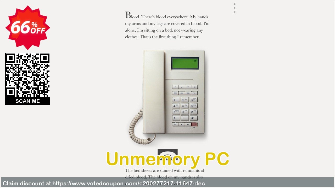 Unmemory PC Coupon, discount Unmemory PC Deal 2024 CDkeys. Promotion: Unmemory PC Exclusive Sale offer 