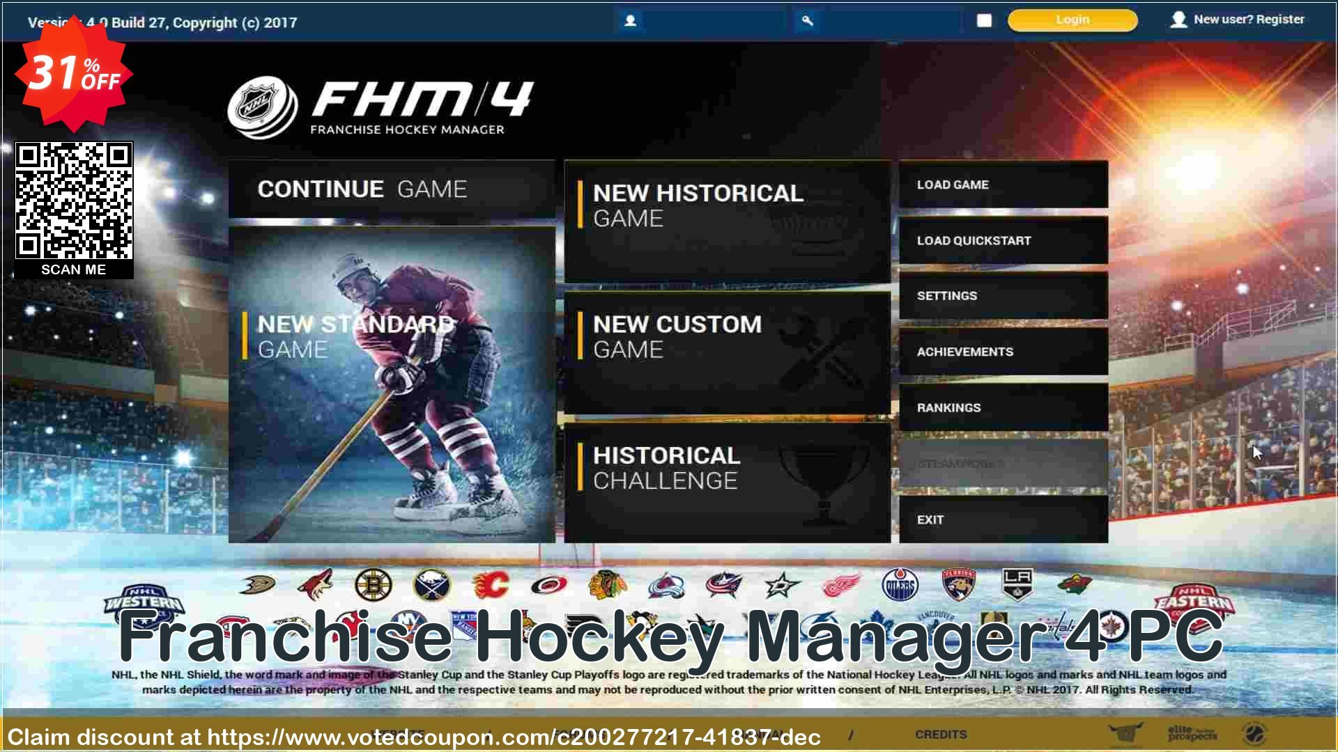 Franchise Hockey Manager 4 PC Coupon, discount Franchise Hockey Manager 4 PC Deal 2021 CDkeys. Promotion: Franchise Hockey Manager 4 PC Exclusive Sale offer 