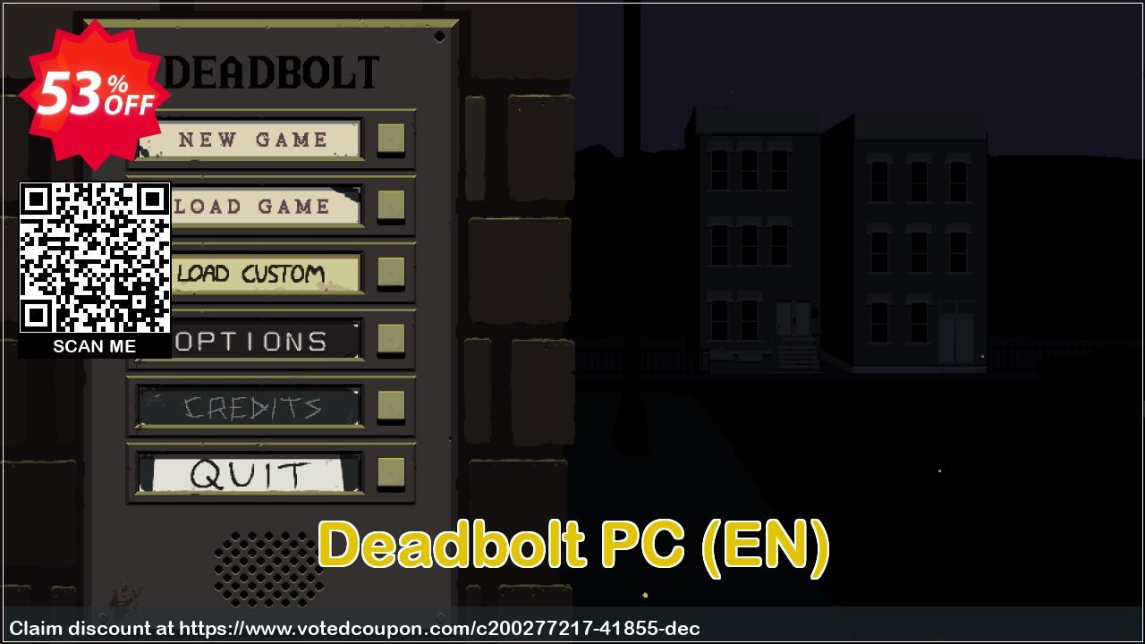 Deadbolt PC, EN  Coupon, discount Deadbolt PC (EN) Deal 2024 CDkeys. Promotion: Deadbolt PC (EN) Exclusive Sale offer 