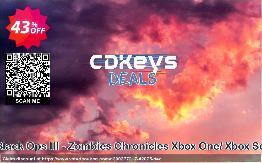Call of Duty Black Ops III - Zombies Chronicles Xbox One/ Xbox Series X|S, US  Coupon, discount Call of Duty Black Ops III - Zombies Chronicles Xbox One/ Xbox Series X|S (US) Deal 2024 CDkeys. Promotion: Call of Duty Black Ops III - Zombies Chronicles Xbox One/ Xbox Series X|S (US) Exclusive Sale offer 