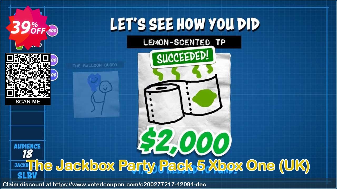 The Jackbox Party Pack 5 Xbox One, UK  Coupon, discount The Jackbox Party Pack 5 Xbox One (UK) Deal 2024 CDkeys. Promotion: The Jackbox Party Pack 5 Xbox One (UK) Exclusive Sale offer 