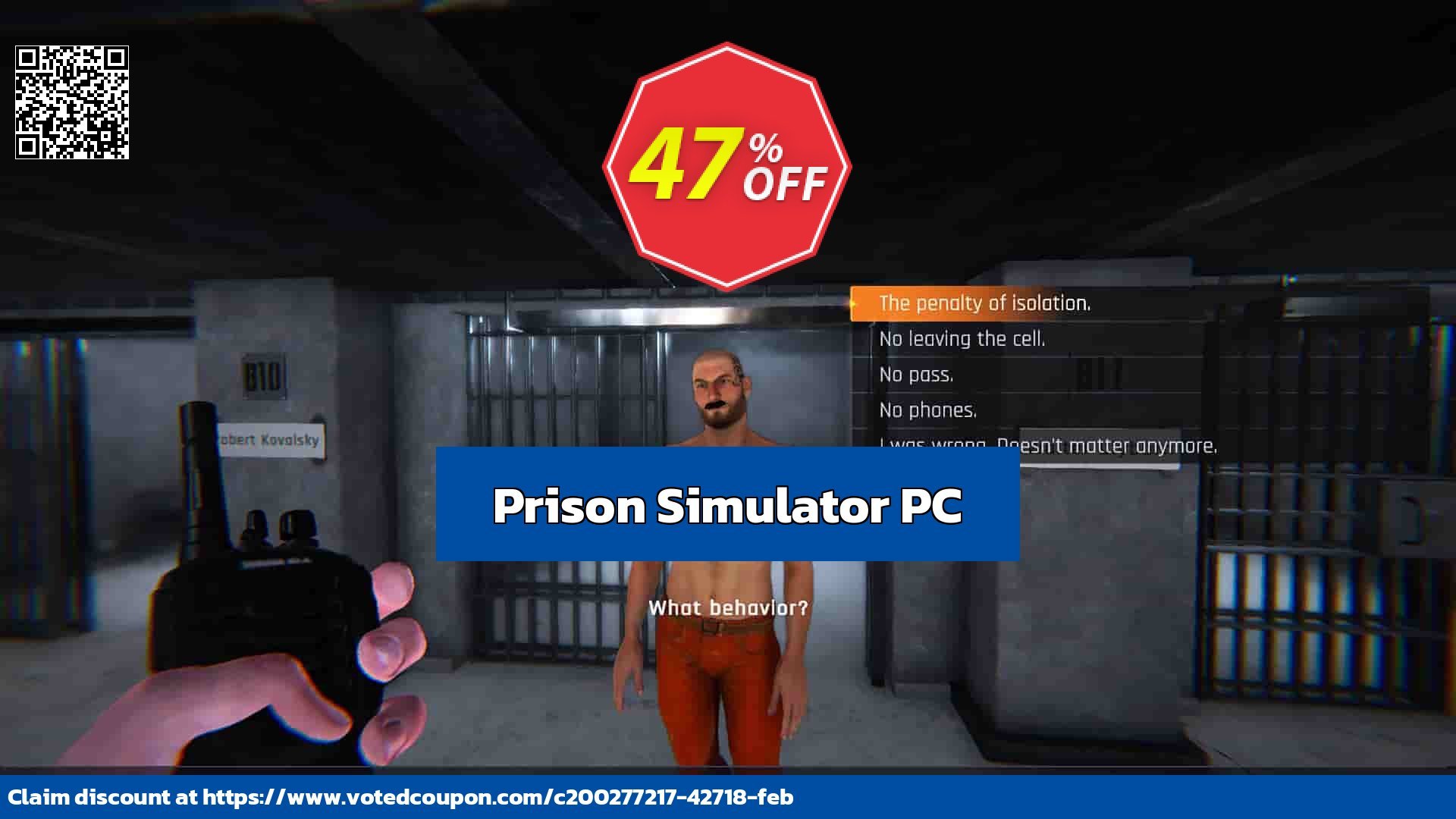 Prison Simulator PC Coupon, discount Prison Simulator PC Deal 2024 CDkeys. Promotion: Prison Simulator PC Exclusive Sale offer 
