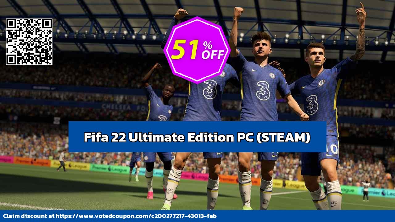 Fifa 22 Ultimate Edition PC, STEAM  Coupon, discount Fifa 22 Ultimate Edition PC (STEAM) Deal 2024 CDkeys. Promotion: Fifa 22 Ultimate Edition PC (STEAM) Exclusive Sale offer 