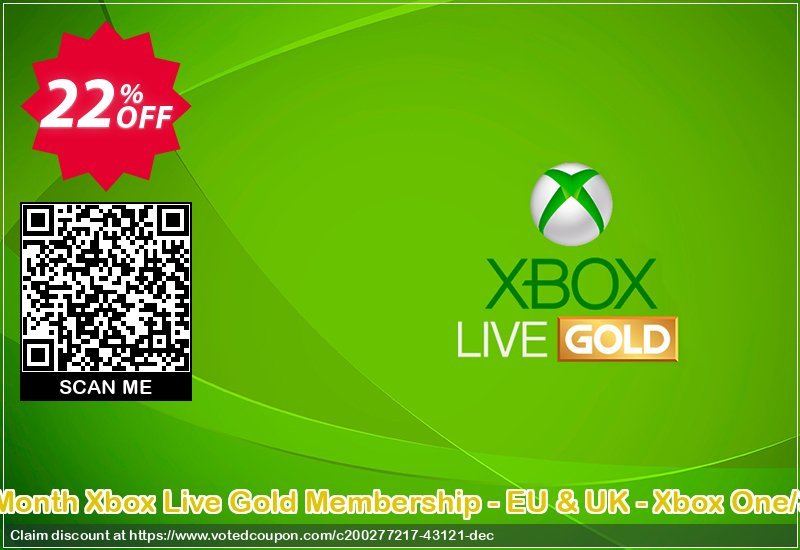 12 Month Xbox Live Gold Membership - EU & UK - Xbox One/360 Coupon Code May 2024, 22% OFF - VotedCoupon