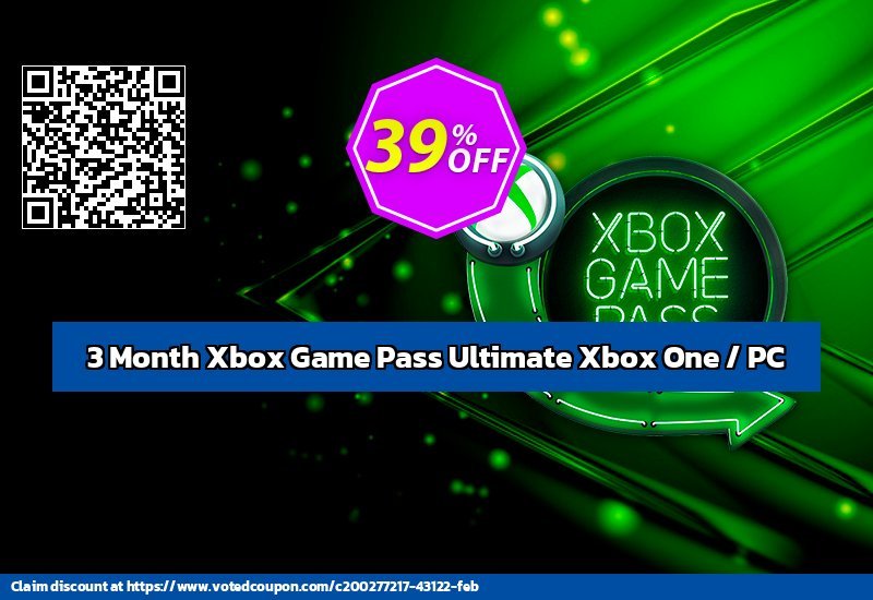 3 Month Xbox Game Pass Ultimate Xbox One / PC Coupon, discount 3 Month Xbox Game Pass Ultimate Xbox One / PC Deal 2024 CDkeys. Promotion: 3 Month Xbox Game Pass Ultimate Xbox One / PC Exclusive Sale offer 