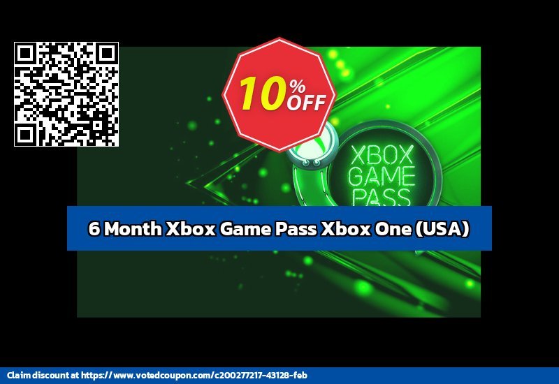 6 Month Xbox Game Pass Xbox One, USA  Coupon, discount 6 Month Xbox Game Pass Xbox One (USA) Deal 2024 CDkeys. Promotion: 6 Month Xbox Game Pass Xbox One (USA) Exclusive Sale offer 