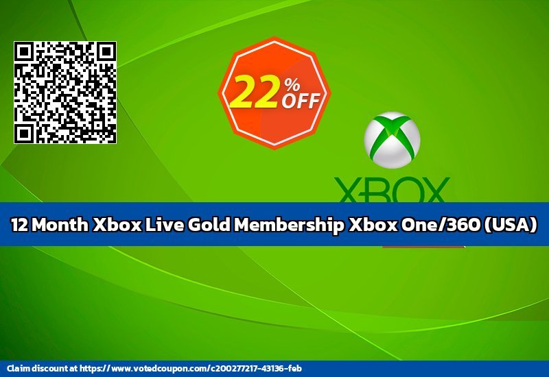 12 Month Xbox Live Gold Membership Xbox One/360, USA  Coupon Code May 2024, 22% OFF - VotedCoupon