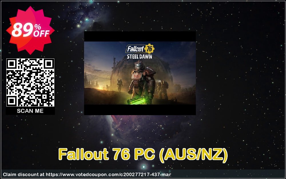 Fallout 76 PC, AUS/NZ  Coupon, discount Fallout 76 PC (AUS/NZ) Deal. Promotion: Fallout 76 PC (AUS/NZ) Exclusive offer 