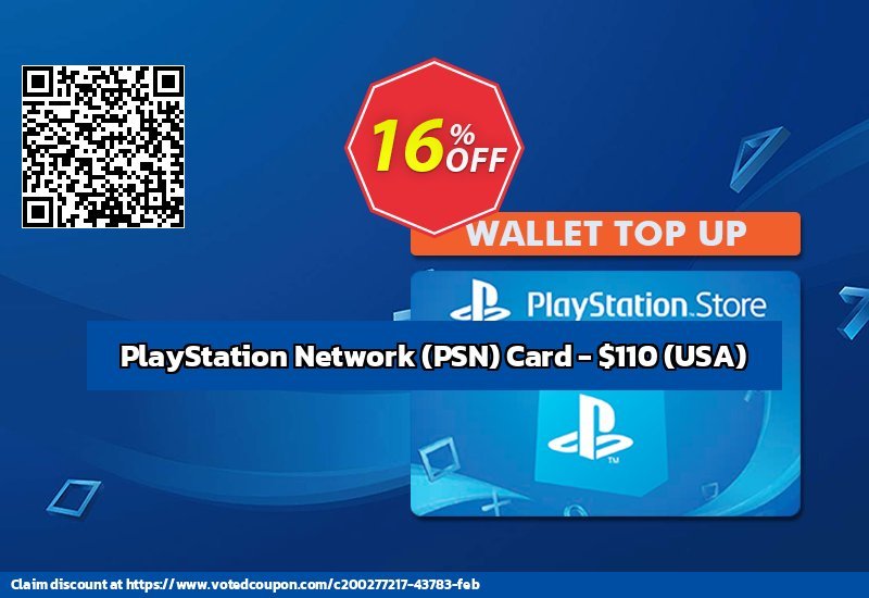 PS Network, PSN Card - $110, USA  Coupon Code May 2024, 16% OFF - VotedCoupon