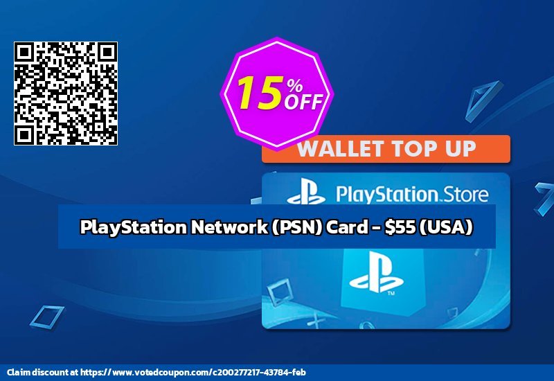 PS Network, PSN Card - $55, USA  Coupon, discount PlayStation Network (PSN) Card - $55 (USA) Deal CDkeys. Promotion: PlayStation Network (PSN) Card - $55 (USA) Exclusive Sale offer