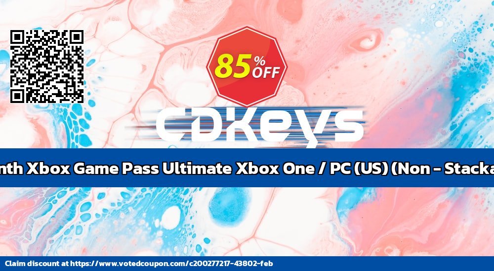 Monthly Xbox Game Pass Ultimate Xbox One / PC, US , Non - Stackable  Coupon, discount 1 Month Xbox Game Pass Ultimate Xbox One / PC (US) (Non - Stackable) Deal CDkeys. Promotion: 1 Month Xbox Game Pass Ultimate Xbox One / PC (US) (Non - Stackable) Exclusive Sale offer