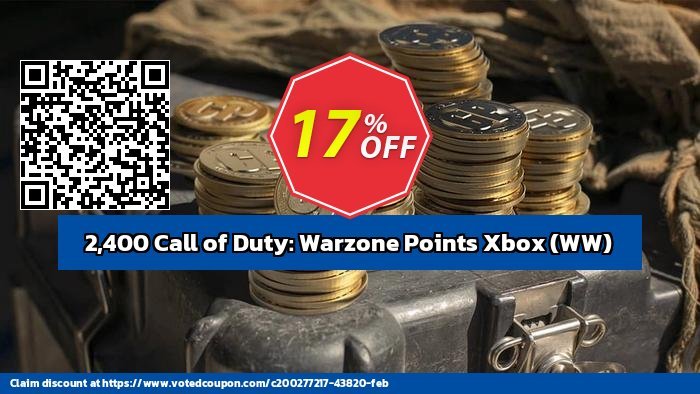 2,400 Call of Duty: Warzone Points Xbox, WW  Coupon, discount 2,400 Call of Duty: Warzone Points Xbox (WW) Deal CDkeys. Promotion: 2,400 Call of Duty: Warzone Points Xbox (WW) Exclusive Sale offer