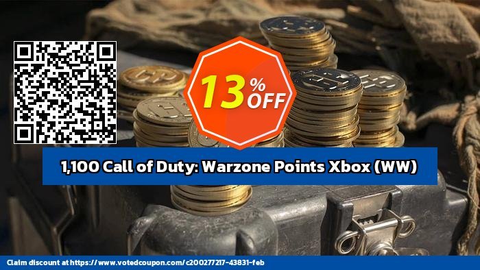 1,100 Call of Duty: Warzone Points Xbox, WW  Coupon, discount 1,100 Call of Duty: Warzone Points Xbox (WW) Deal CDkeys. Promotion: 1,100 Call of Duty: Warzone Points Xbox (WW) Exclusive Sale offer