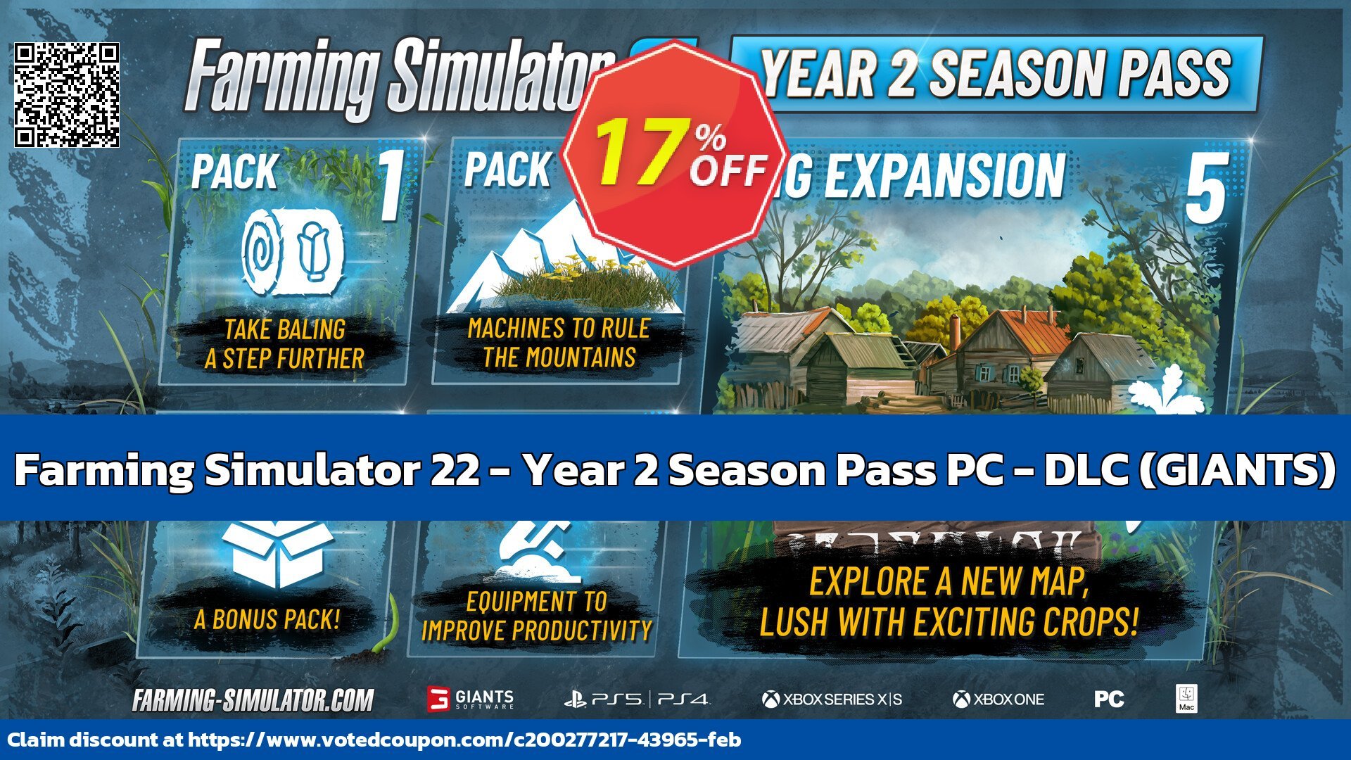 Farming Simulator 22 - Year 2 Season Pass PC - DLC, GIANTS  Coupon, discount Farming Simulator 22 - Year 2 Season Pass PC - DLC (GIANTS) Deal CDkeys. Promotion: Farming Simulator 22 - Year 2 Season Pass PC - DLC (GIANTS) Exclusive Sale offer