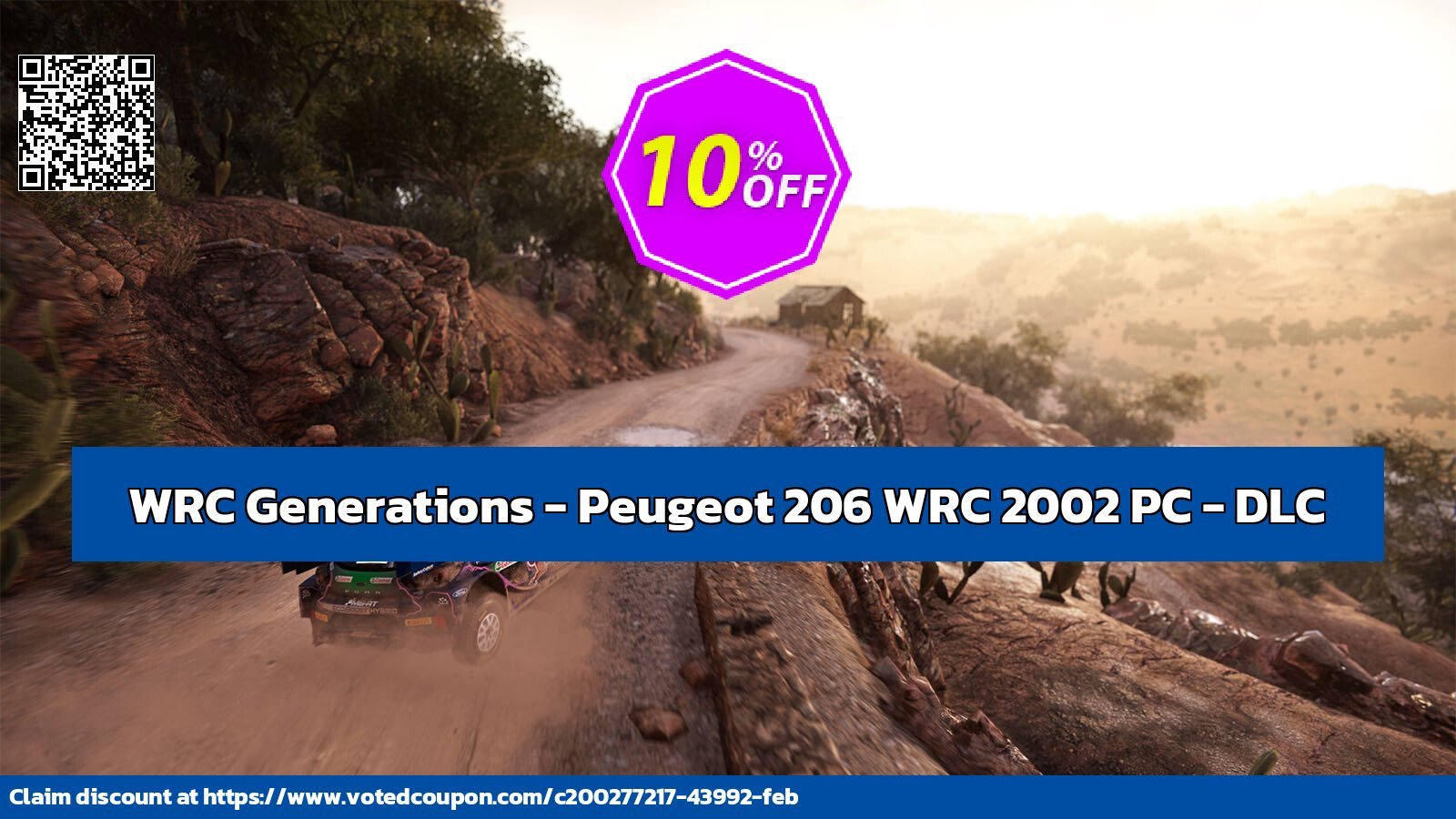 WRC Generations - Peugeot 206 WRC 2002 PC - DLC Coupon, discount WRC Generations - Peugeot 206 WRC 2002 PC - DLC Deal CDkeys. Promotion: WRC Generations - Peugeot 206 WRC 2002 PC - DLC Exclusive Sale offer