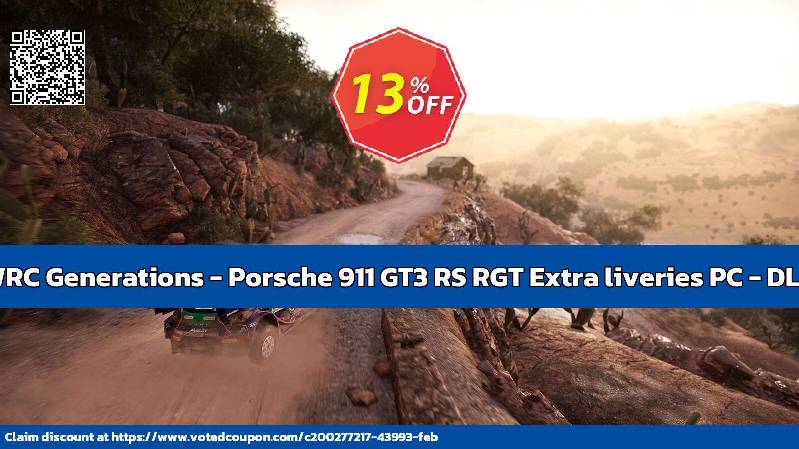 WRC Generations - Porsche 911 GT3 RS RGT Extra liveries PC - DLC Coupon Code May 2024, 21% OFF - VotedCoupon