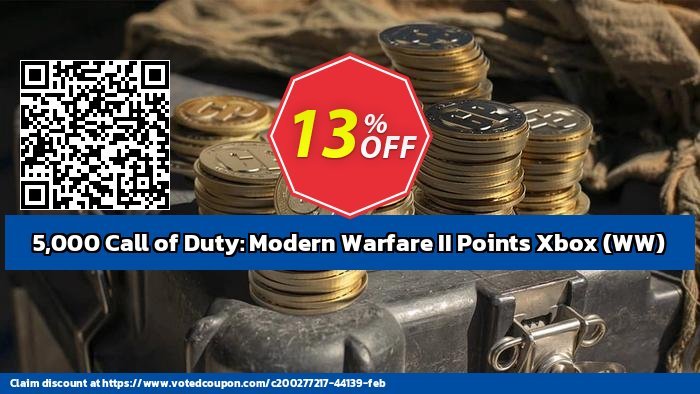 5,000 Call of Duty: Modern Warfare II Points Xbox, WW  Coupon, discount 5,000 Call of Duty: Modern Warfare II Points Xbox (WW) Deal CDkeys. Promotion: 5,000 Call of Duty: Modern Warfare II Points Xbox (WW) Exclusive Sale offer
