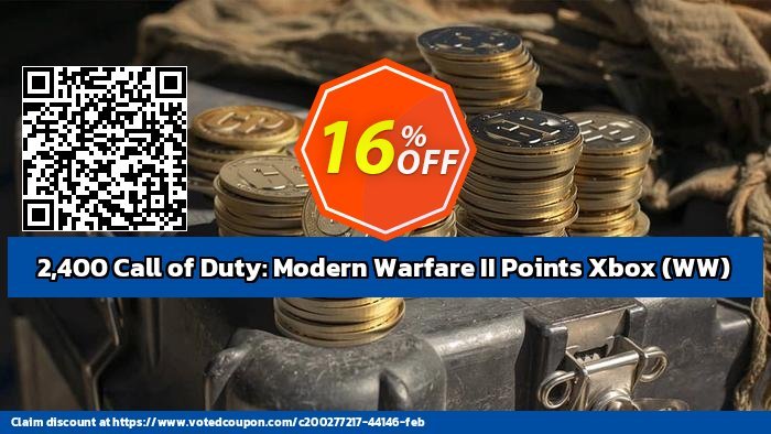 2,400 Call of Duty: Modern Warfare II Points Xbox, WW  Coupon, discount 2,400 Call of Duty: Modern Warfare II Points Xbox (WW) Deal CDkeys. Promotion: 2,400 Call of Duty: Modern Warfare II Points Xbox (WW) Exclusive Sale offer