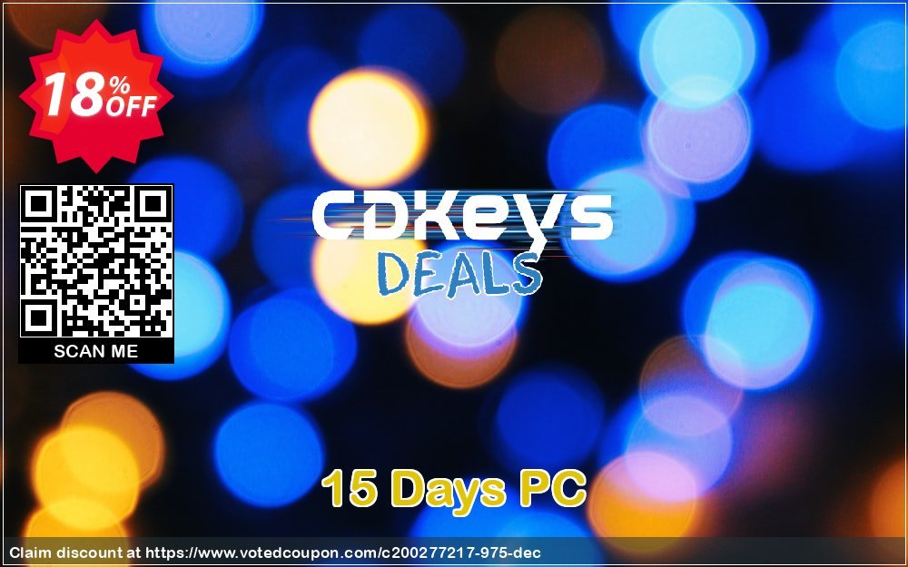 15 Days PC Coupon, discount 15 Days PC Deal. Promotion: 15 Days PC Exclusive offer 