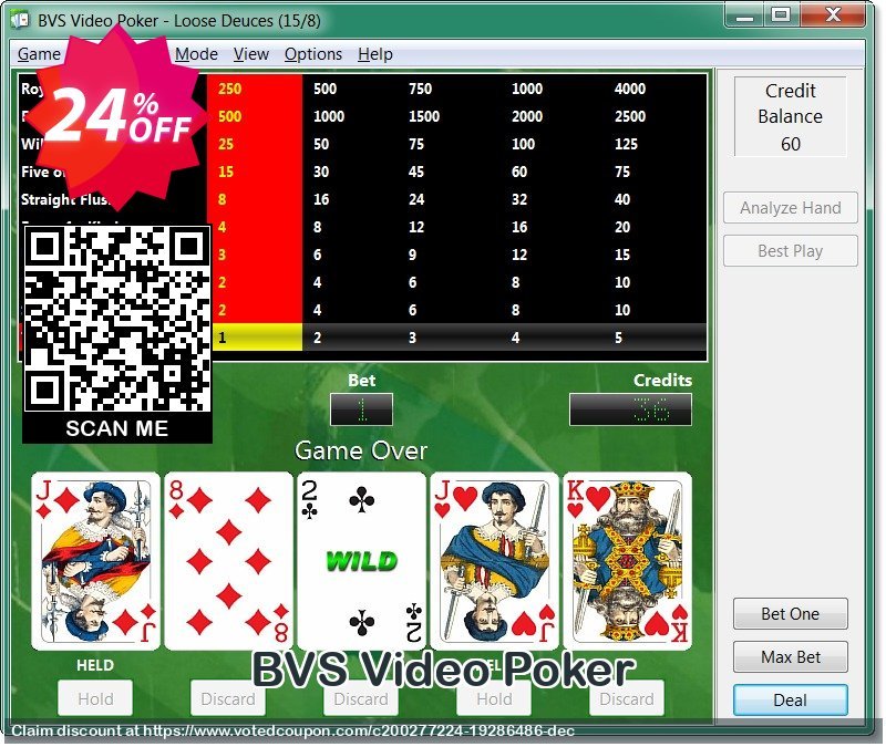 BVS Video Poker Coupon, discount BVS Video Poker Fearsome discounts code 2023. Promotion: Fearsome discounts code of BVS Video Poker 2023