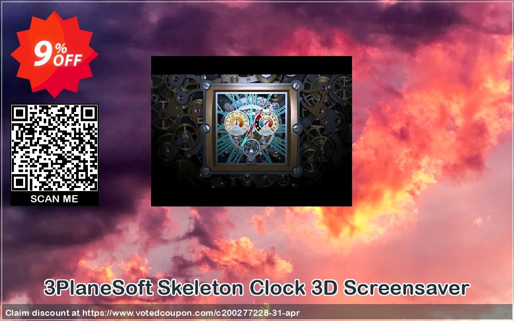 3PlaneSoft Skeleton Clock 3D Screensaver