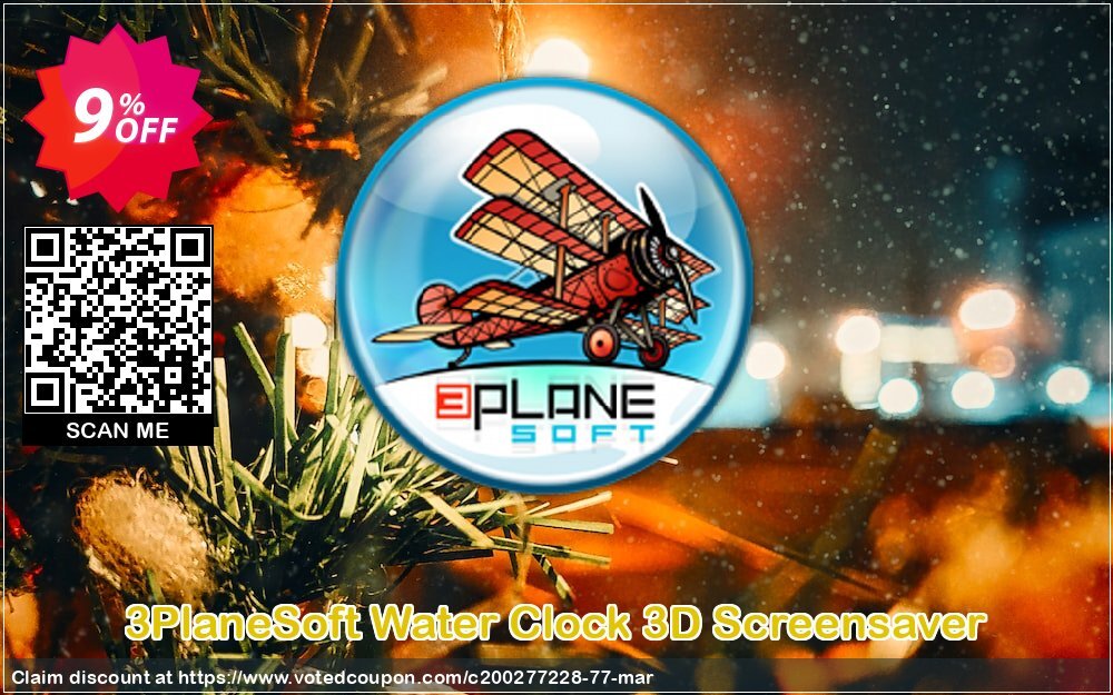 3PlaneSoft Water Clock 3D Screensaver