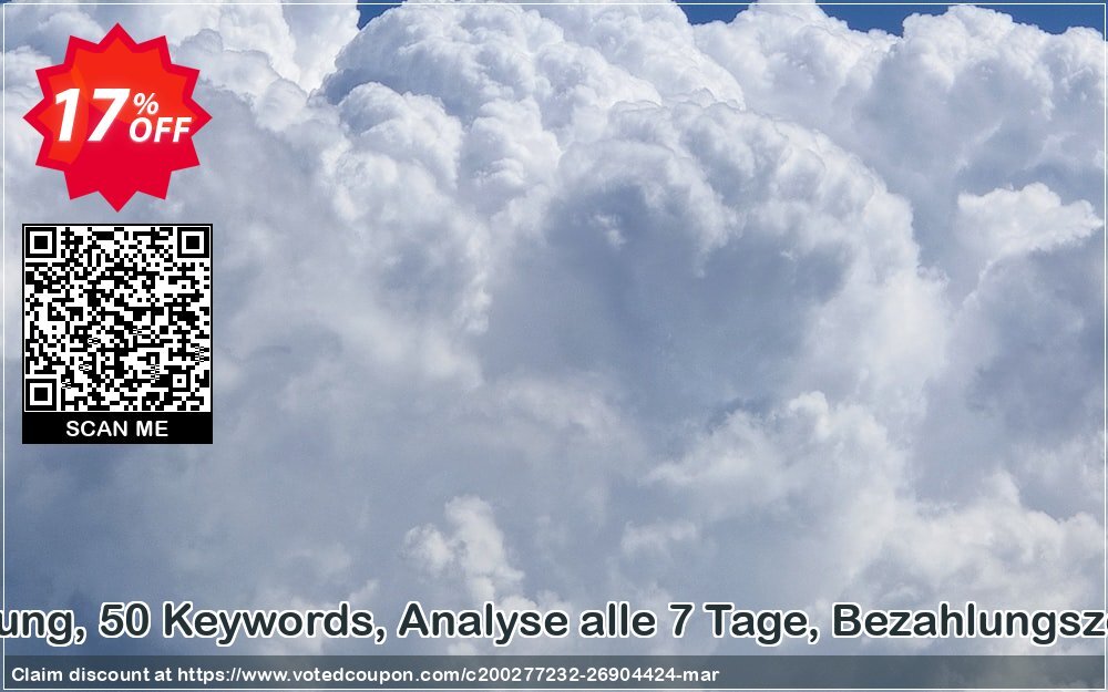 SEO-Dienstleistung, 50 Keywords, Analyse alle 7 Tage, Bezahlungszeitraum 1 Monat Coupon Code May 2024, 17% OFF - VotedCoupon