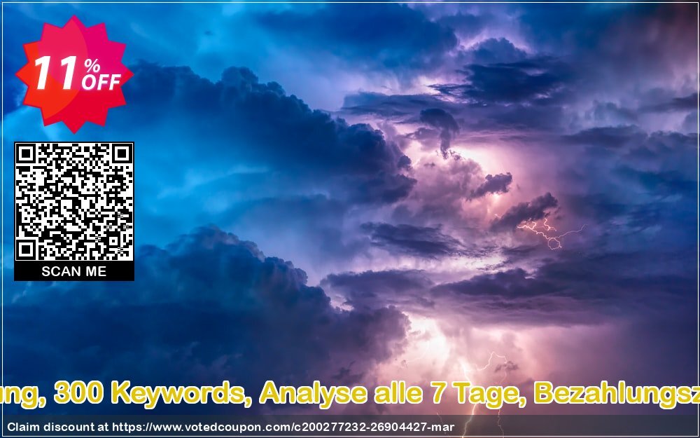 SEO-Dienstleistung, 300 Keywords, Analyse alle 7 Tage, Bezahlungszeitraum 1 Monat