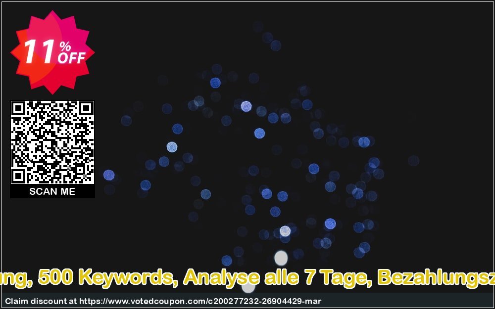 SEO-Dienstleistung, 500 Keywords, Analyse alle 7 Tage, Bezahlungszeitraum 1 Monat Coupon Code Apr 2024, 11% OFF - VotedCoupon