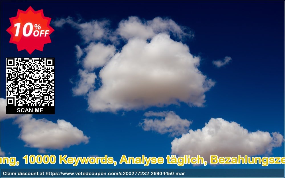 SEO-Dienstleistung, 10000 Keywords, Analyse täglich, Bezahlungszeitraum 3 Monate Coupon Code Apr 2024, 10% OFF - VotedCoupon