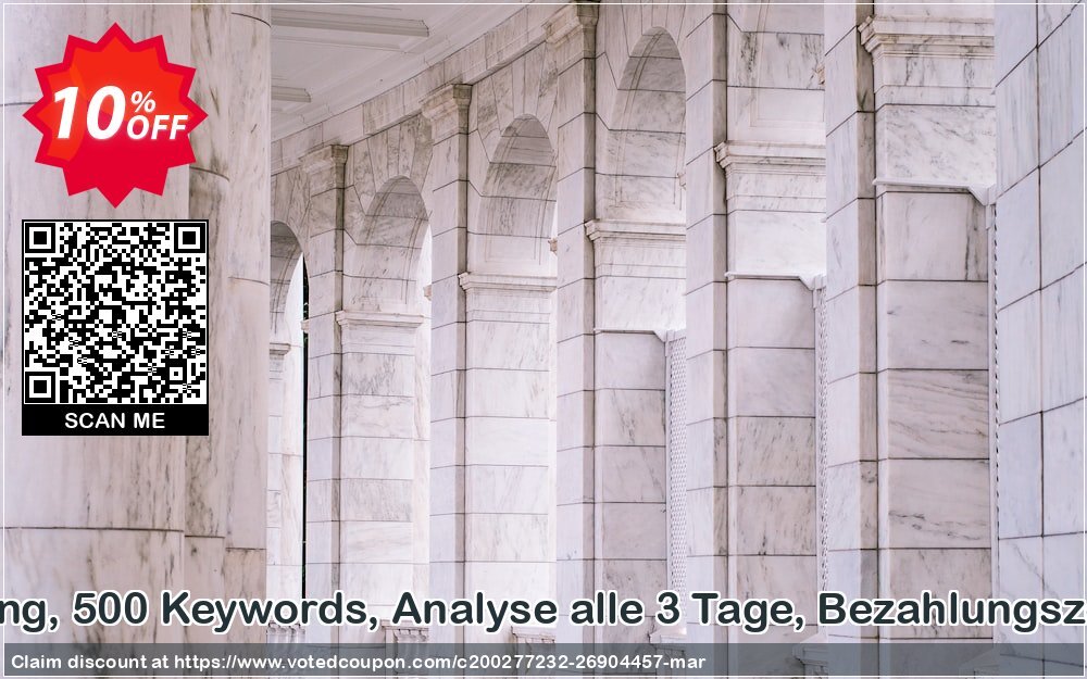 SEO-Dienstleistung, 500 Keywords, Analyse alle 3 Tage, Bezahlungszeitraum 3 Monate Coupon Code Apr 2024, 10% OFF - VotedCoupon