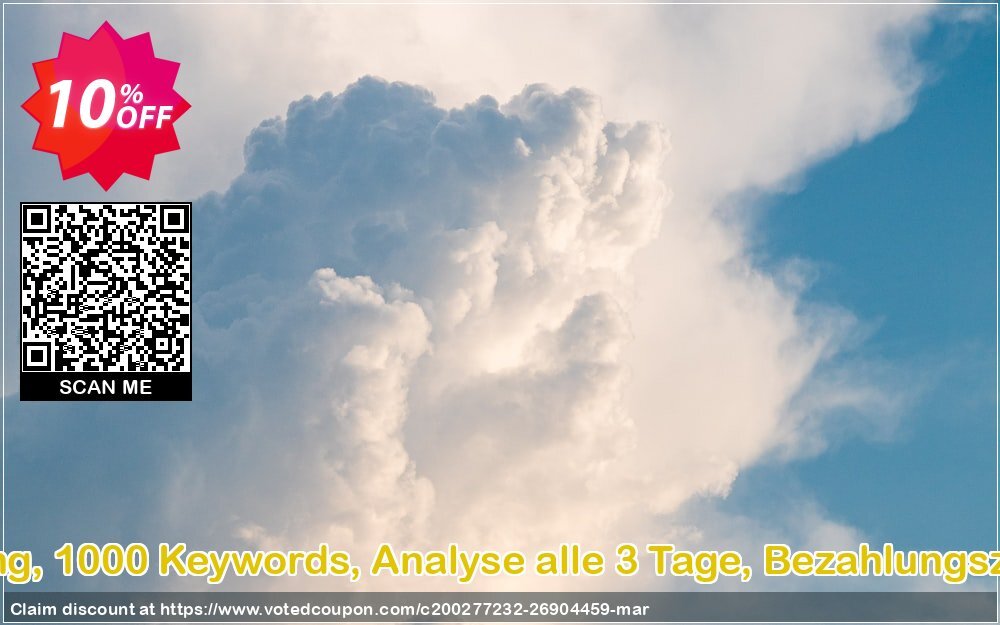 SEO-Dienstleistung, 1000 Keywords, Analyse alle 3 Tage, Bezahlungszeitraum 3 Monate Coupon Code Apr 2024, 10% OFF - VotedCoupon