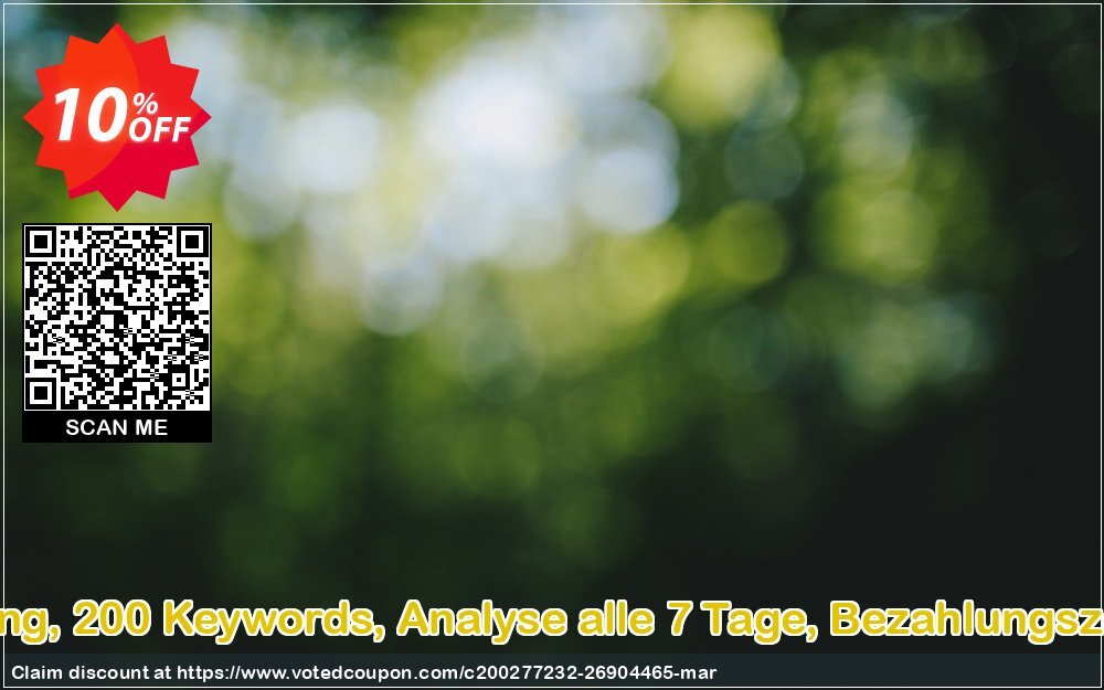 SEO-Dienstleistung, 200 Keywords, Analyse alle 7 Tage, Bezahlungszeitraum 3 Monate