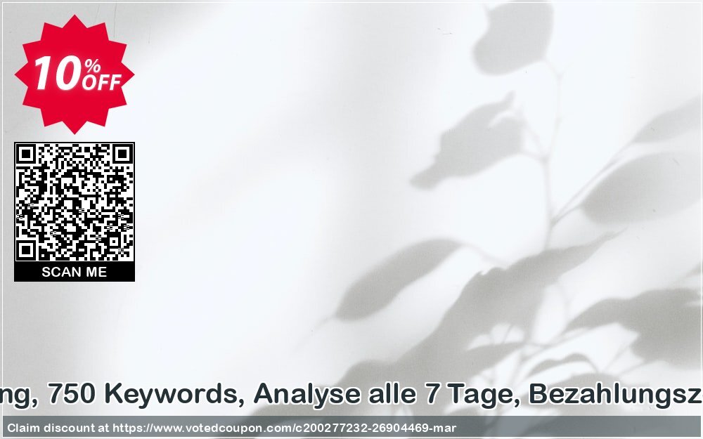 SEO-Dienstleistung, 750 Keywords, Analyse alle 7 Tage, Bezahlungszeitraum 3 Monate Coupon Code Apr 2024, 10% OFF - VotedCoupon