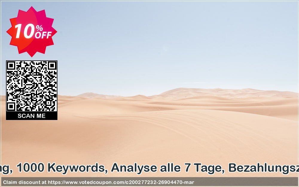 SEO-Dienstleistung, 1000 Keywords, Analyse alle 7 Tage, Bezahlungszeitraum 3 Monate Coupon Code Apr 2024, 10% OFF - VotedCoupon