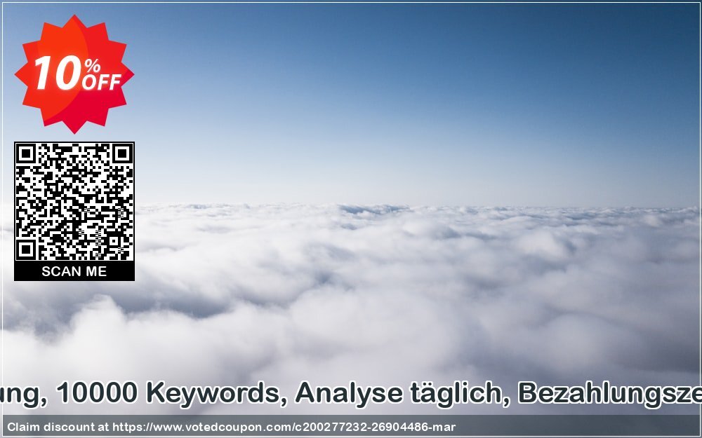 SEO-Dienstleistung, 10000 Keywords, Analyse täglich, Bezahlungszeitraum 6 Monate Coupon Code Apr 2024, 10% OFF - VotedCoupon