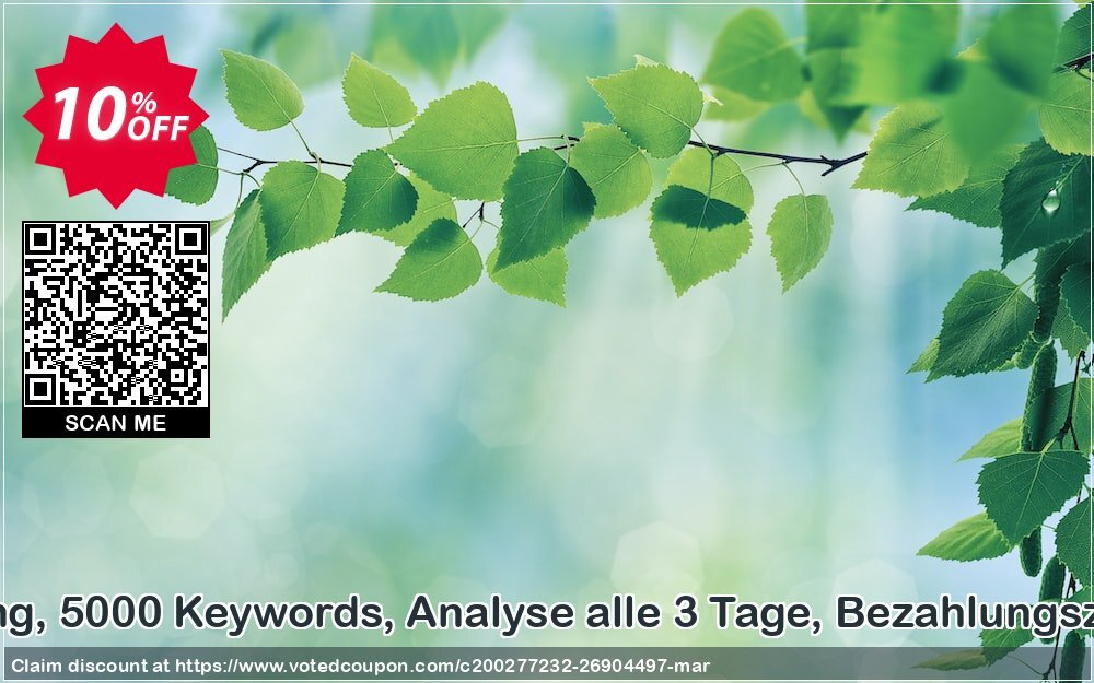 SEO-Dienstleistung, 5000 Keywords, Analyse alle 3 Tage, Bezahlungszeitraum 6 Monate Coupon Code Apr 2024, 10% OFF - VotedCoupon