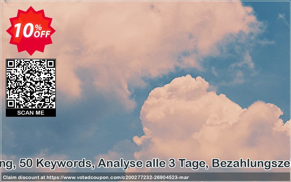 SEO-Dienstleistung, 50 Keywords, Analyse alle 3 Tage, Bezahlungszeitraum 12 Monate Coupon Code Apr 2024, 10% OFF - VotedCoupon