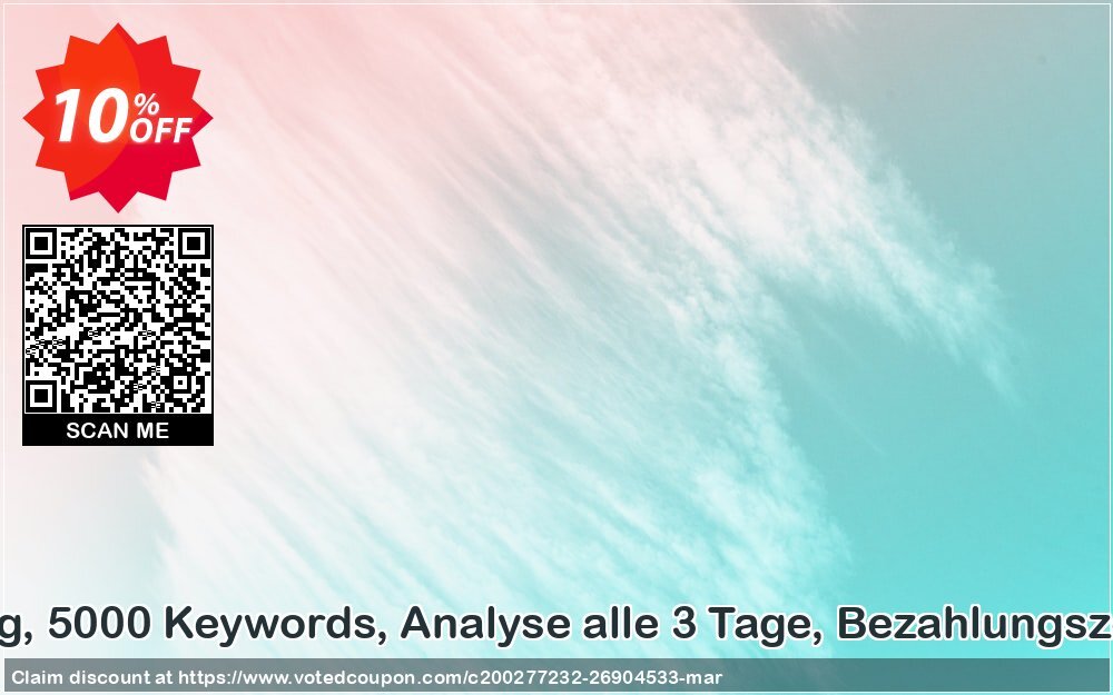 SEO-Dienstleistung, 5000 Keywords, Analyse alle 3 Tage, Bezahlungszeitraum 12 Monate Coupon Code May 2024, 10% OFF - VotedCoupon