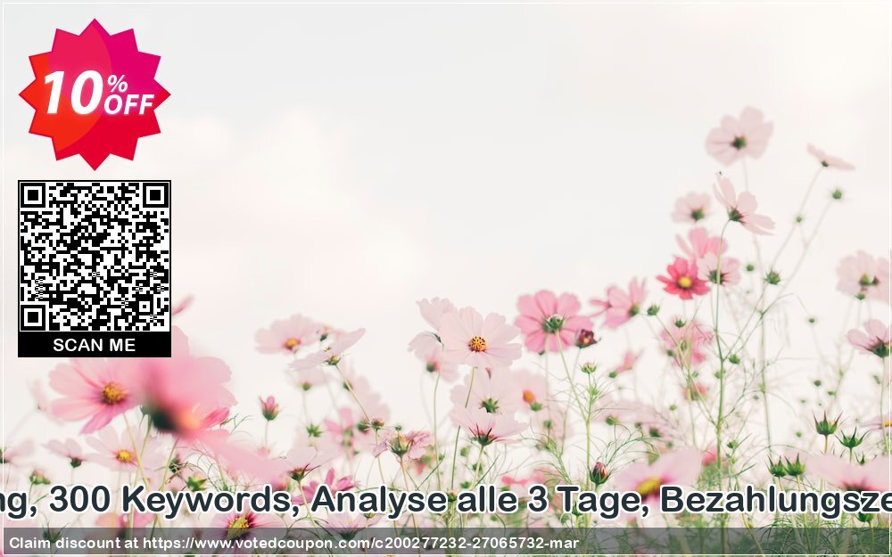 SEO-Dienstleistung, 300 Keywords, Analyse alle 3 Tage, Bezahlungszeitraum 12 Monate Coupon Code Apr 2024, 10% OFF - VotedCoupon