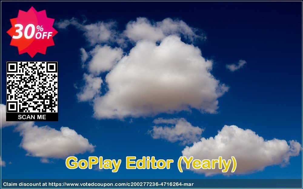 GoPlay Editor, Yearly Coupon, discount GoPlay Editor Yearly License Awesome promotions code 2025. Promotion: Awesome promotions code of GoPlay Editor Yearly License 2024