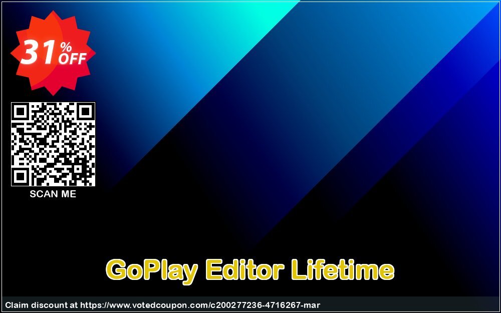 GoPlay Editor Lifetime Coupon, discount GoPlay Editor Life Time License Stunning offer code 2025. Promotion: Stunning offer code of GoPlay Editor Life Time License 2024