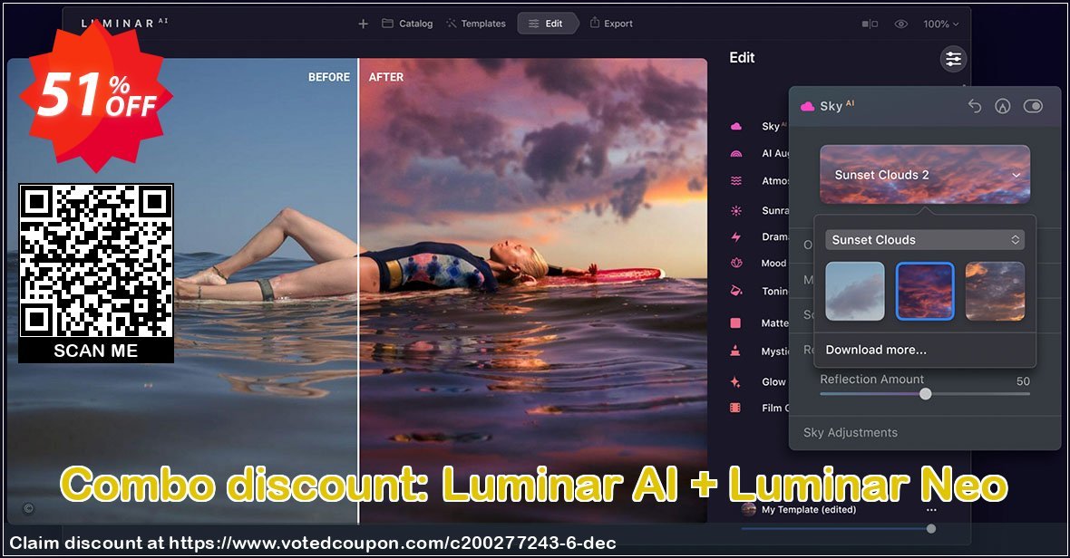 Combo discount: Luminar AI + Luminar Neo Coupon, discount 40% OFF Luminar Neo, verified. Promotion: Imposing discount code of Luminar Neo, tested & approved