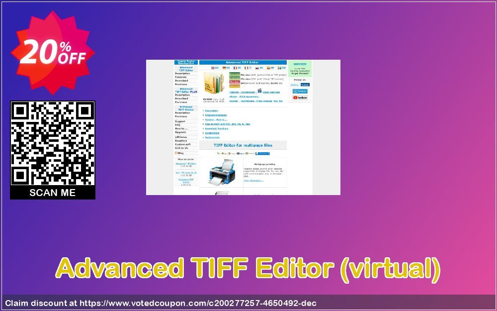 Advanced TIFF Editor, virtual  Coupon, discount Advanced TIFF Editor (virtual) Fearsome sales code 2023. Promotion: Fearsome sales code of Advanced TIFF Editor (virtual) 2023