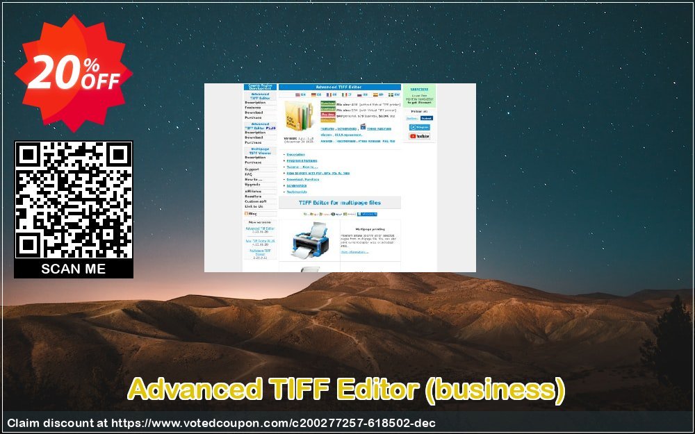 Advanced TIFF Editor, business  Coupon, discount Advanced TIFF Editor (business) Excellent discount code 2023. Promotion: Excellent discount code of Advanced TIFF Editor (business) 2023