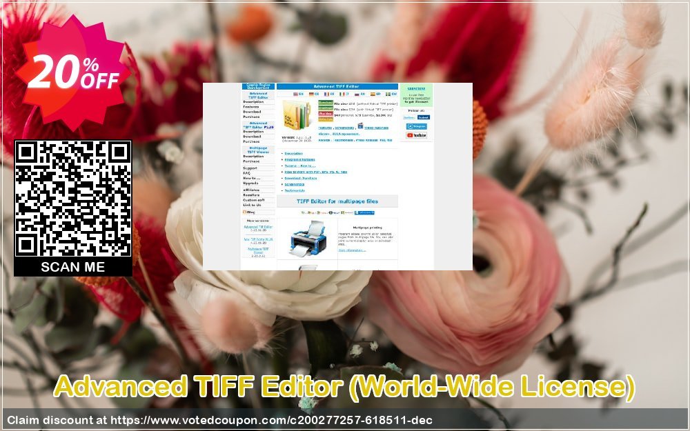 Advanced TIFF Editor, World-Wide Plan  Coupon, discount Advanced TIFF Editor (World-Wide License) Hottest discounts code 2023. Promotion: Hottest discounts code of Advanced TIFF Editor (World-Wide License) 2023