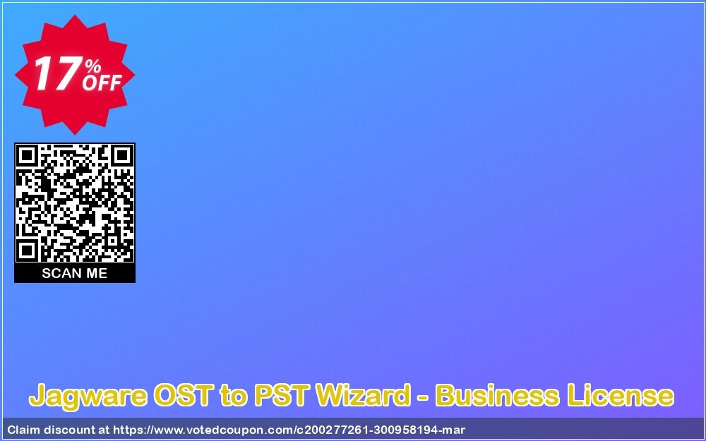 Jagware OST to PST Wizard - Business Plan Coupon, discount Coupon code Jagware OST to PST Wizard - Business License. Promotion: Jagware OST to PST Wizard - Business License offer from Jagware Software